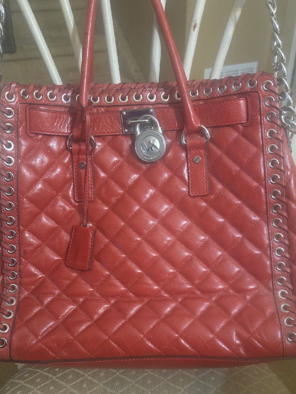 MICHAEL KORS red Quilted Extra Large Tote/ Shoulder Bag